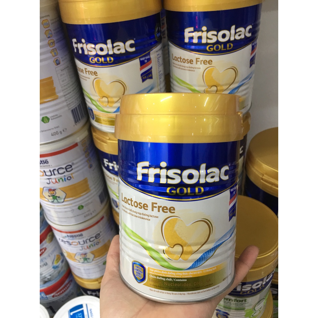 Sữa Frisolac Gold Lactose Free của Hà Lan cho trẻ từ 0 đến 12 tháng hộp 400g