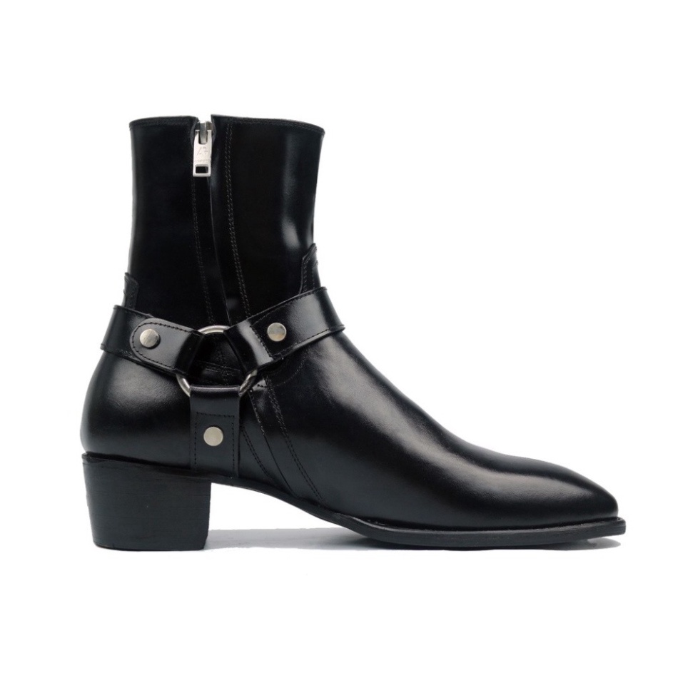 Giày Harness Boots Nam DECEMBER Da Bò Thật Đế Gỗ Cao 5cm