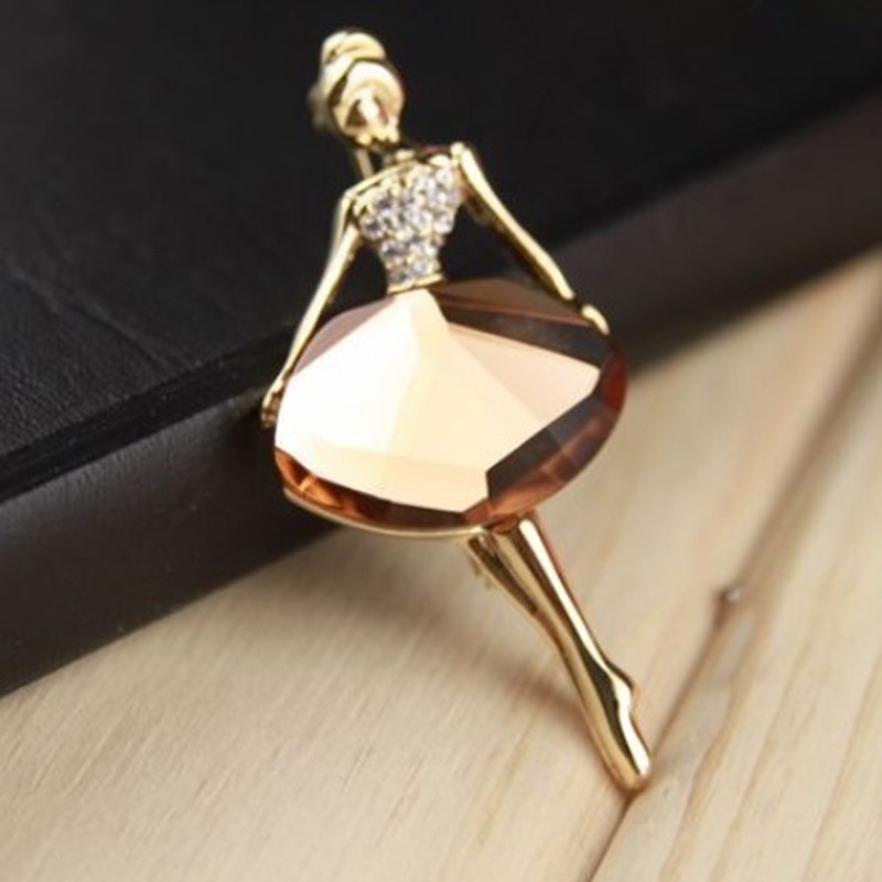 [springeven] Ghim Cài Áo Hình Công Chúa Múa Ba Lê Đính Pha Lê Lấp Lánh Thời Trang