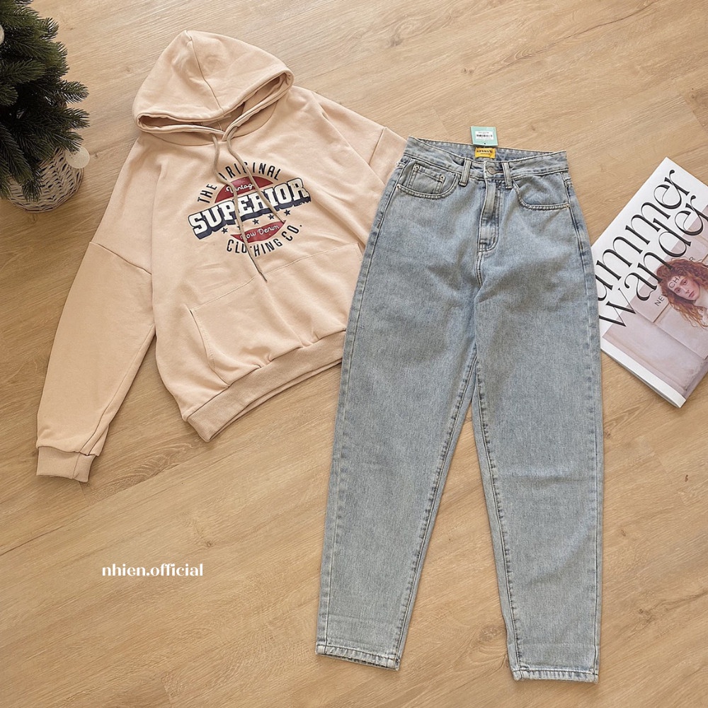 Quần jean nữ form baggy (tặng kèm thắt lưng) Nhienvintage_BQ8
