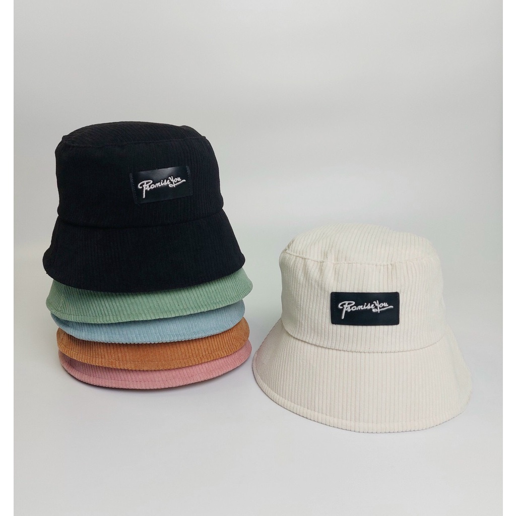 Nón vành cụp bucket  PromissYou❤️ Nón tai bèo thêu PromissYou chất nhung tăm cao cấp form unisex nam nữ 203