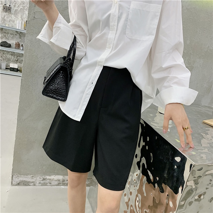 Quần ngắn SUXI ống rộng lưng cao thời trang thanh lịch cho nữ