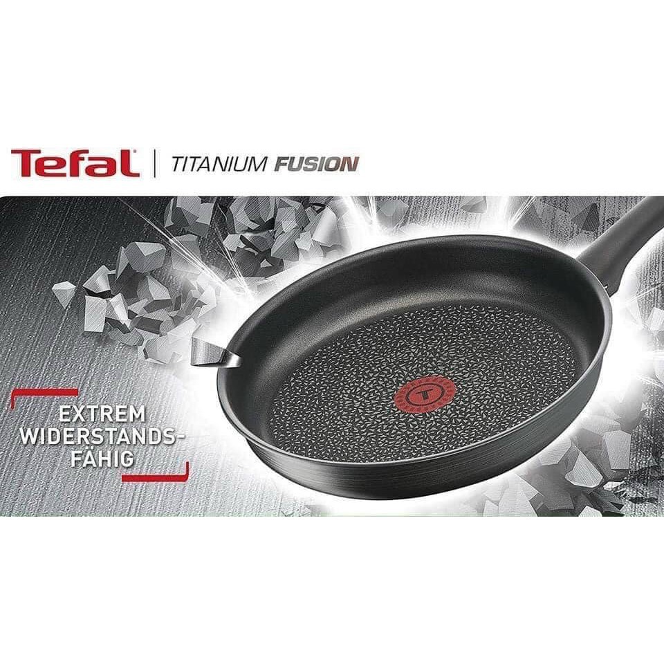 Chảo chống dính Tefal Titanium Fusion 21-24-28cm vân đá - Dập đáy Made in France