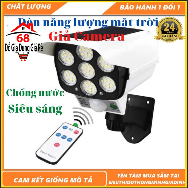 Đèn led năng lượng mặt trời giả camera chống trộm cảm biến chuyển động cảm ứng tự động bật tắt chống nước có điều khiển