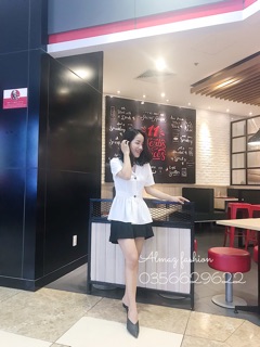 Áo cổ vest eo thân dáng peplum