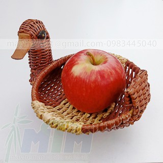 Khay mây l Đĩa mây cỏ tế hình con vịt.