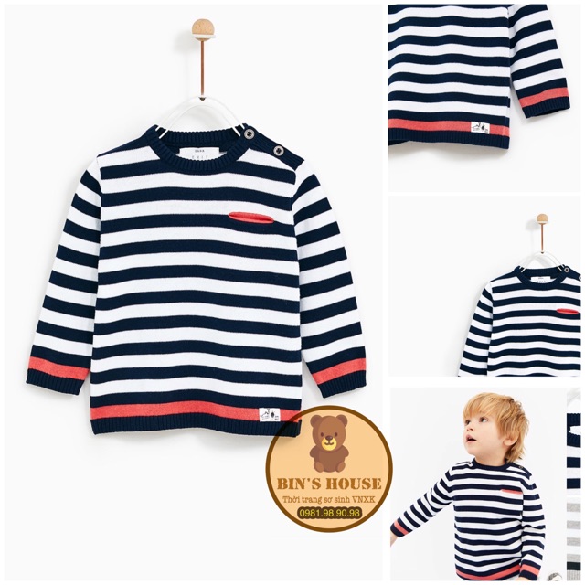 Áo len kẻ Zara sz 9m-4y