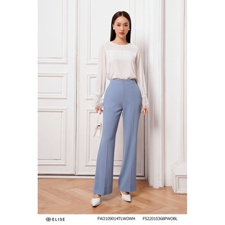 Áo sơ mi chiffon trắng phối ren thiết kế Elise FW2109014TLWOWH