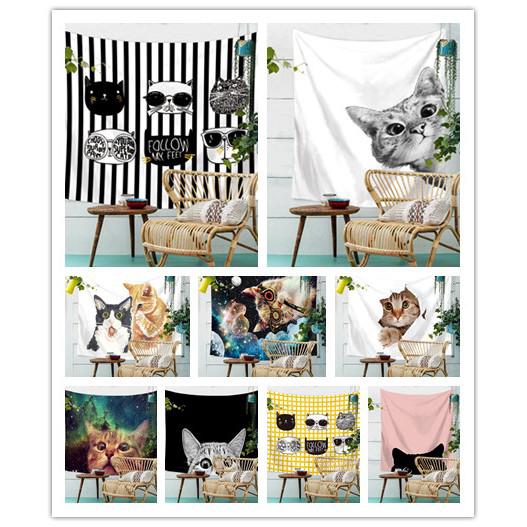 Thảm treo tường trang trí họa tiết mèo dễ thương