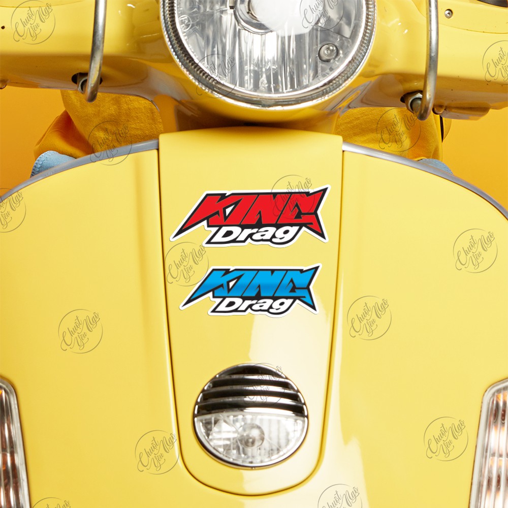 Bộ 9 tem decal KING DRAG chống nước chất lượng cao dán xe trang trí nón bảo hiểm