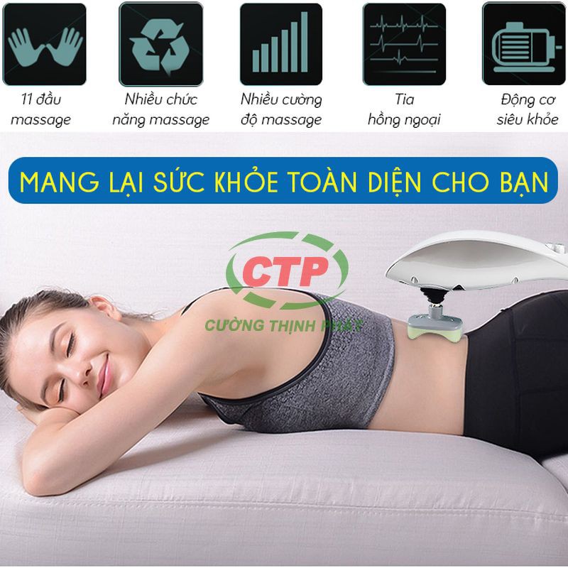 Máy massage cầm tay máy mát xa cầm tay 11 đầu hồng ngoại Luxurios