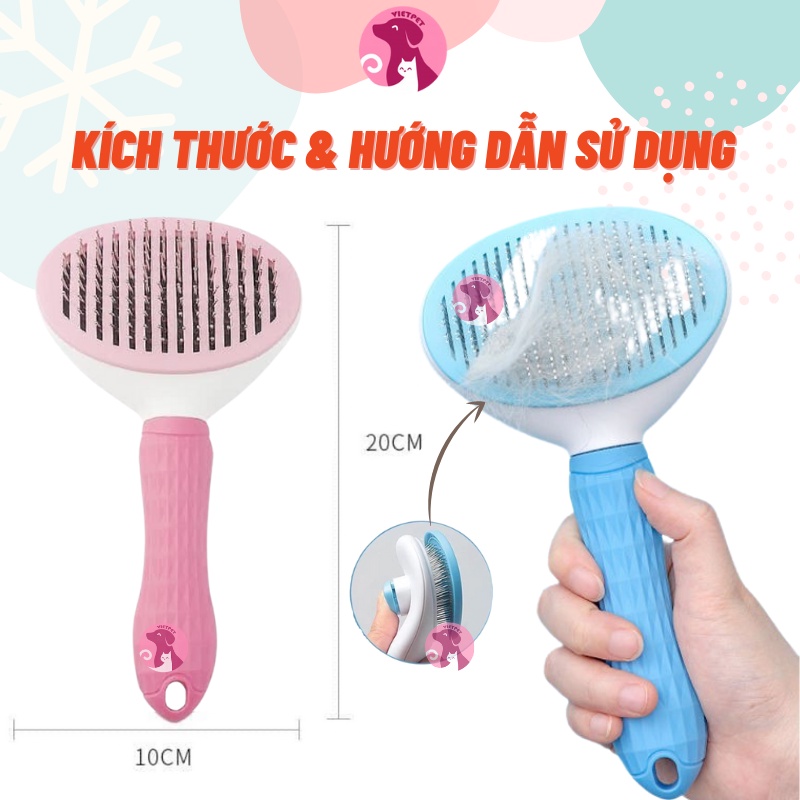 Lược chải lông thông minh cho chó mèo (Có nút bấm đẩy lông) (Loại đẹp &amp; xịn) (Hình bàn chân thú cưng)