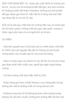 Sữa tươi dạng bột A2 date mới, mẫu mới nhất