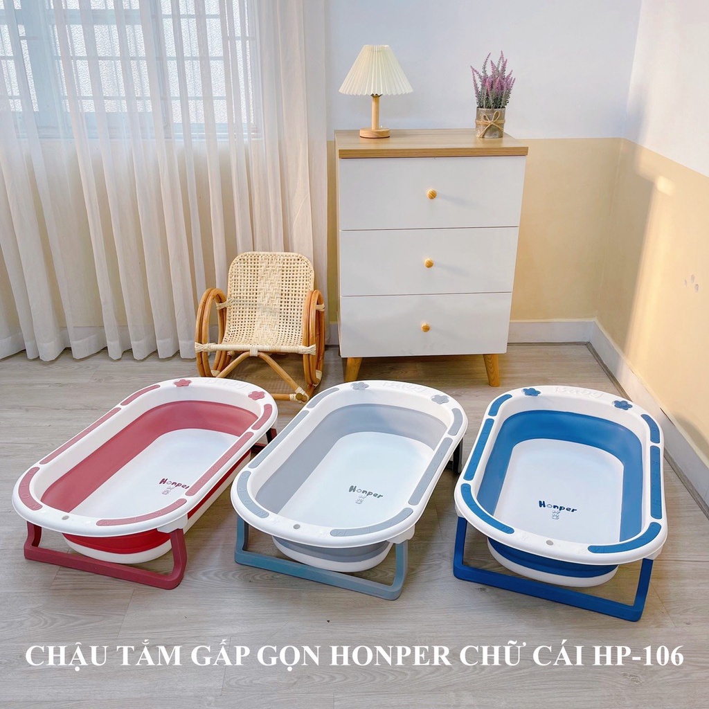 Chậu Tắm Gấp Gọn Họa Tiết Chữ Cái,Chậu Tắm Chính Hãng Honper, Babibu