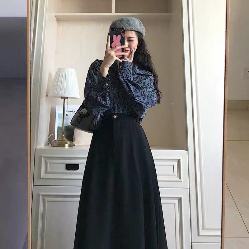 Váy Dài Nữ khuy trước tôn dáng mã 1018