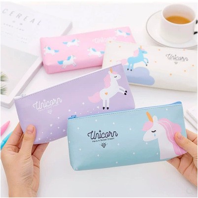 Hộp bút vải hình unicorn dễ thương xinh xắn