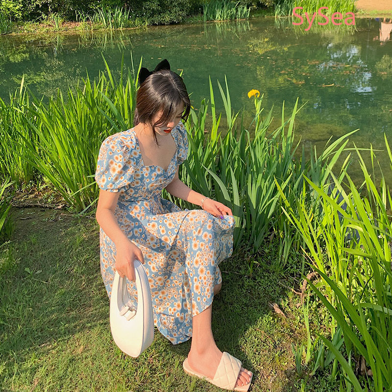 Đầm midi họa tiết hoa cúc retro nữ tính ngọt ngào