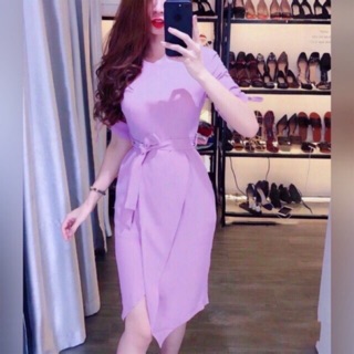Đầm tím body tay rút