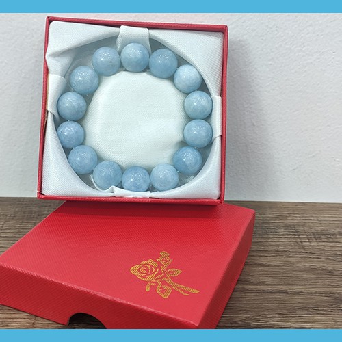 Vòng tay cẩm thạch xanh dương 14 ly, vòng tay chuỗi hạt đá nhân tạo thạch anh