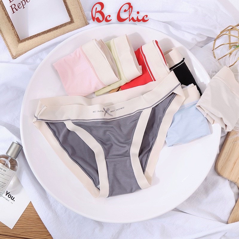 Quần Lót Nữ , Quần Lót Nữ Cotton viền chun đính nơ nhỏ thoáng mát ôm dáng MÃ quần S05 BC_CHIC LINGERIE