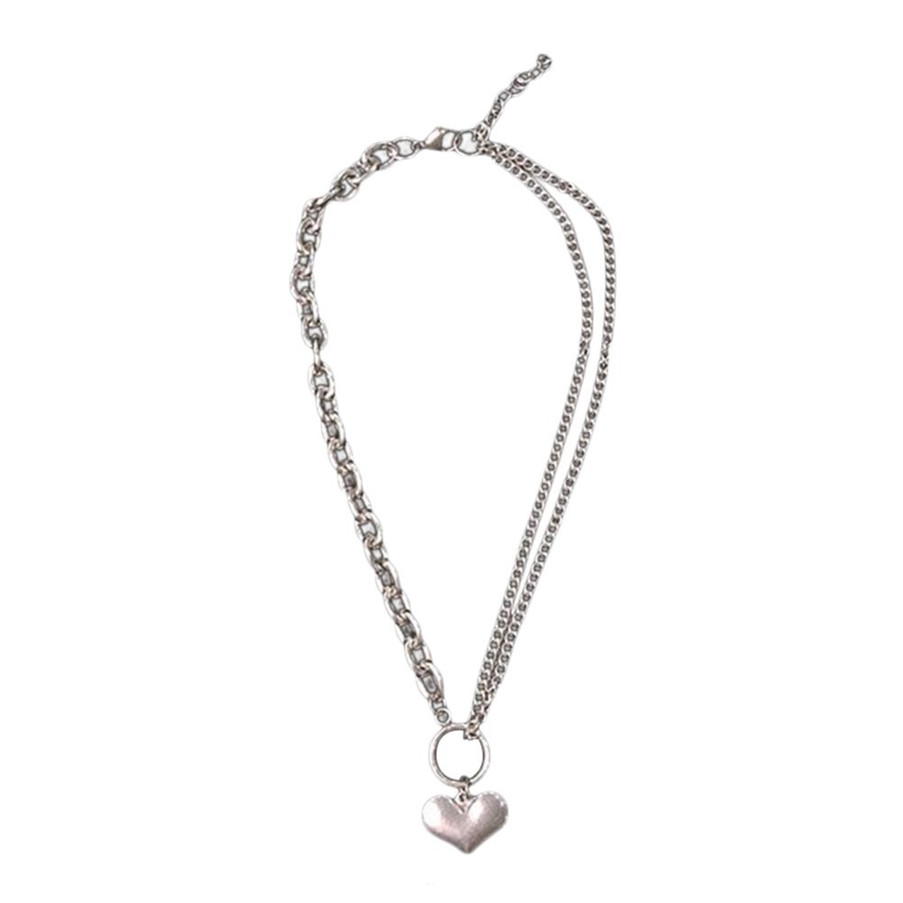 vòng cổ Mặt Trái Tim Khắc Chữ Bằng Thép Không Gỉ Phong Cách Hip Hop Cho Nữ