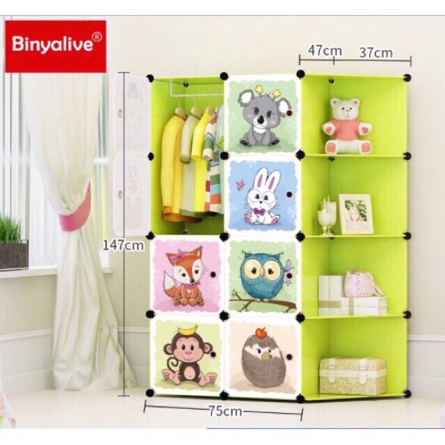 Tủ nhựa ghép-tủ quần áo 8+4 góc. Tặng kèm treo đồ. decor trang trí nhà cửa siêu xink