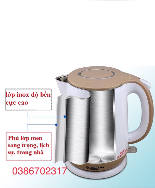 ❤️Ấm đun nước siêu tốc INOX 304 2 lớp C10 BH 12 Tháng