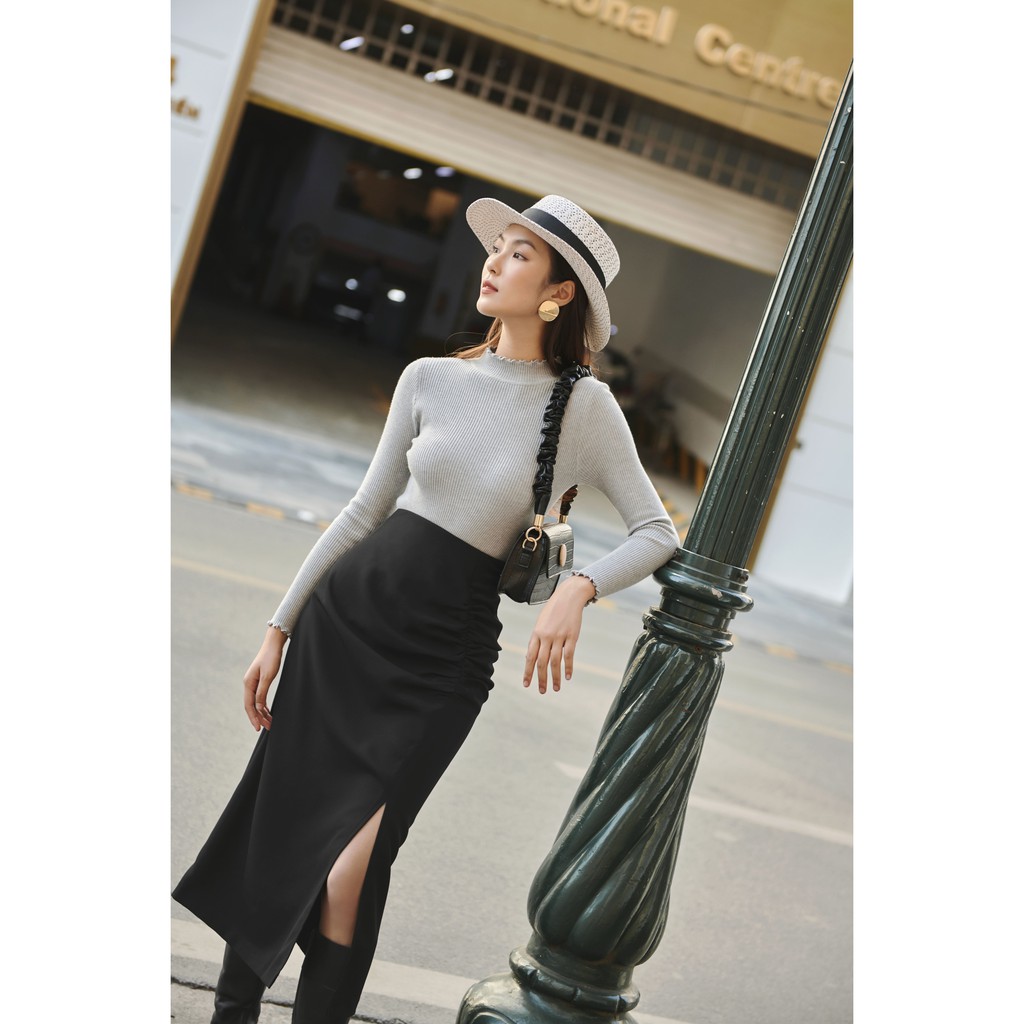 [Mã FADIRECT20 giảm 20K đơn 150K] KOKA Chân váy nhún bên xẻ midi có lót CO01401 | BigBuy360 - bigbuy360.vn