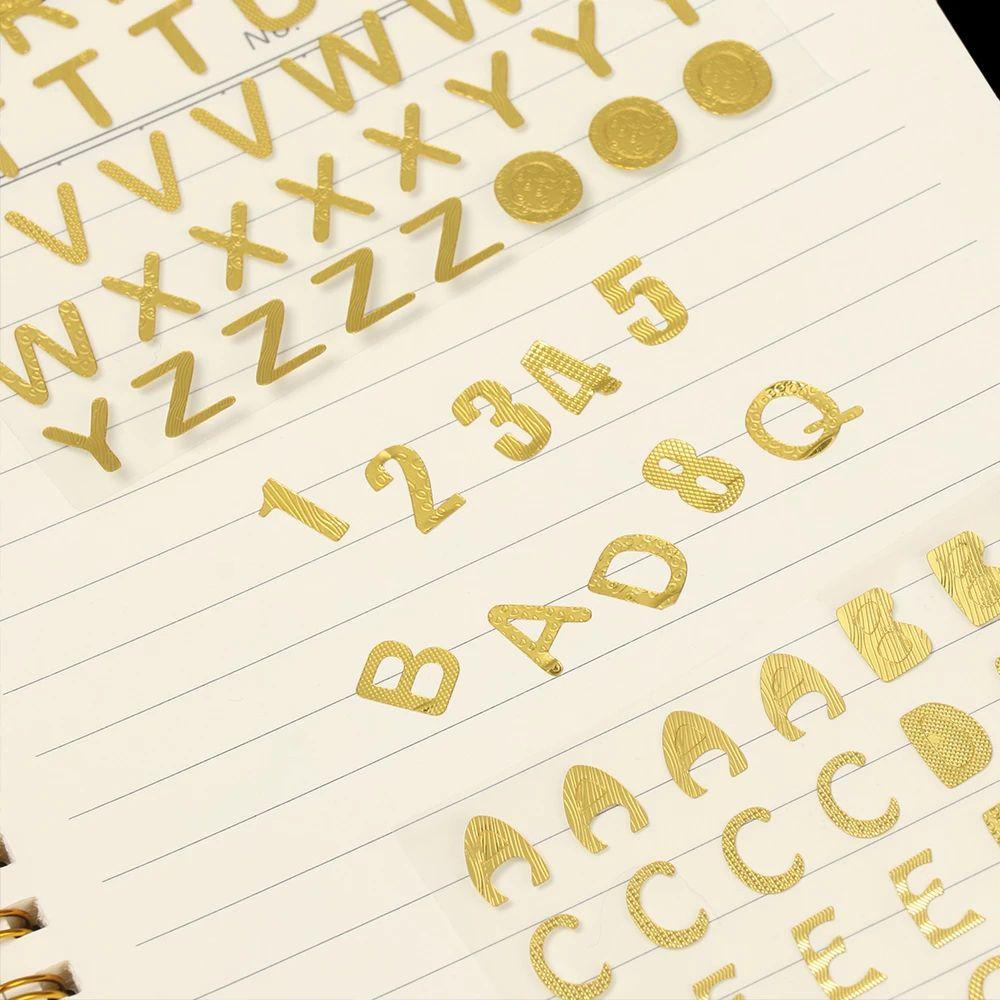 Sticker Chữ Cái Và Số Màu Đồng Trang Trí Sổ Tay / Điện Thoại DIY