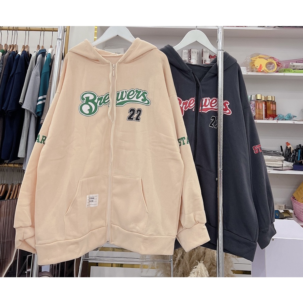 Khoác Nỉ Hoodie Số 22 Dáng Rộng Tay Bồng Mũ To CHất Nỉ Khoác Nỉ Bomber Nam Nữ Unisex