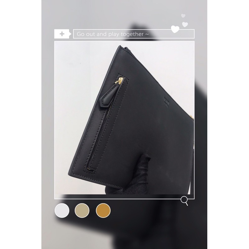 Túi ví, túi Clutch da thật cao cấp của Fendi FD  thiết kế da trơn tinh tế