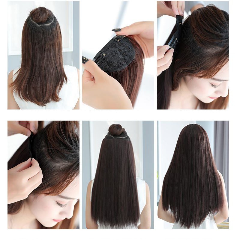 TÓC GIẢ KẸP THẲNG 5 PHÍM RỘNG 25CM NẶNG 200G ĐỦ 4 MÀU HÌNH THẬT HÀNG ĐẸP