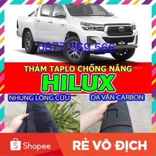 Cao cấp- thảm taplo toyota hilux-da vân carbon-nhung lông cừu