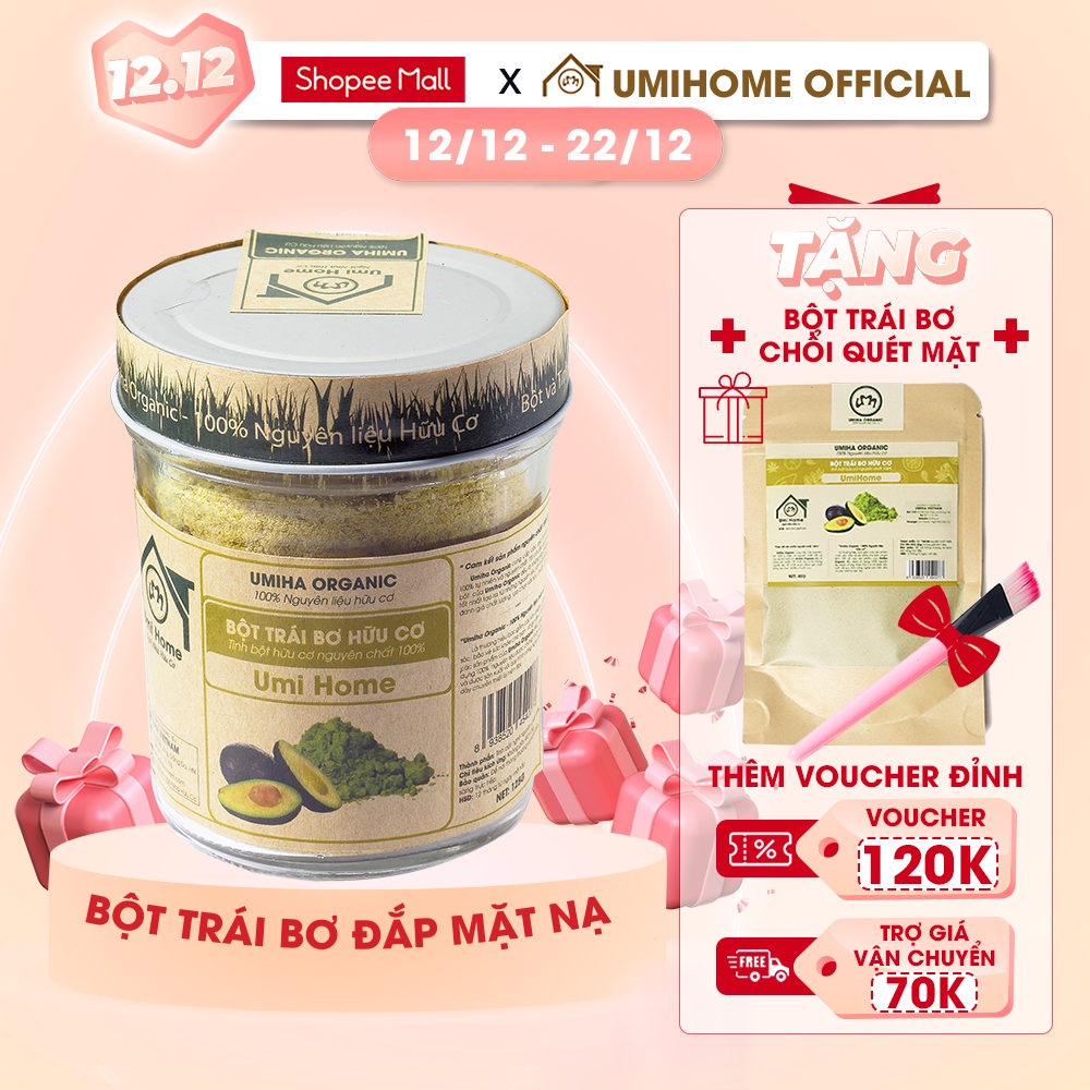 Bột Trái Bơ đắp mặt hữu cơ UMIHOME nguyên chất - Avocado powder 100% Organic 135G