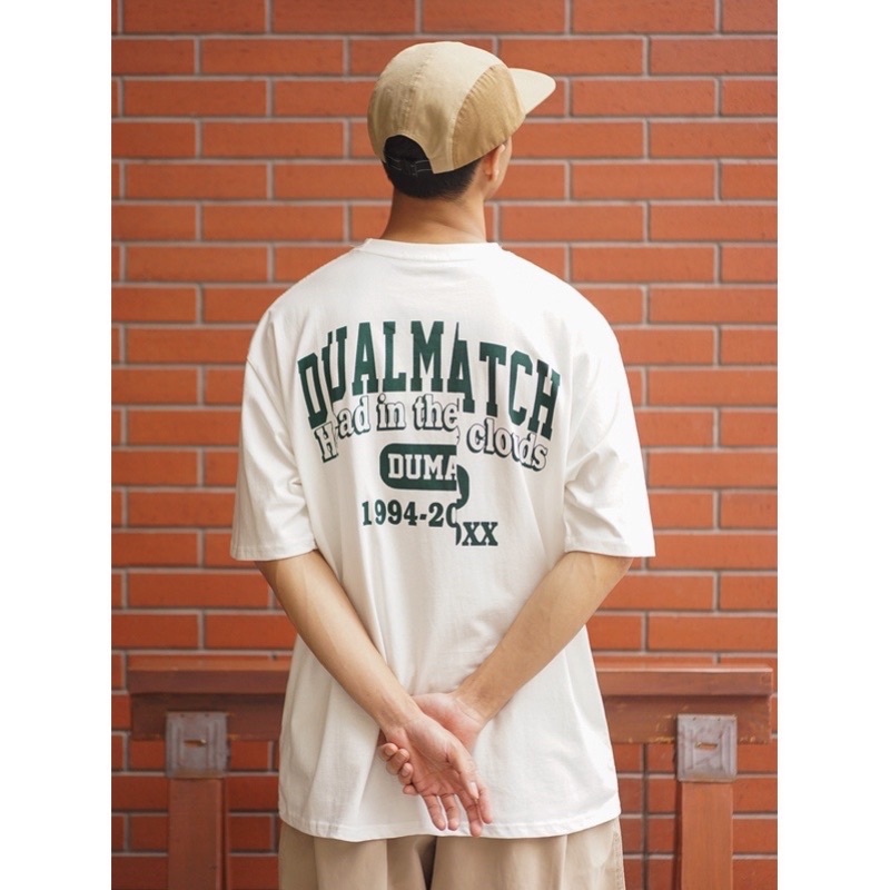 Áo thun phông logo tay nam nữ PINK tay lỡ form rộng DUAL MATCH Unisex