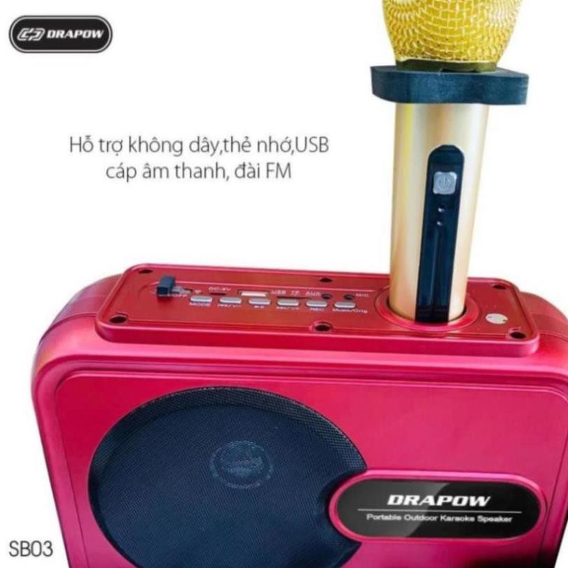 Loa Bluetooth Karaoke Drapow SB03 - SB02 kèm Micro -  Loa di động không dây Bảo hành 6 tháng 1 đổi 1