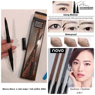Chì kẻ mày kẻ mắt 2in1 NoVo Makeup Seduce #01 (Màu đen nâu)