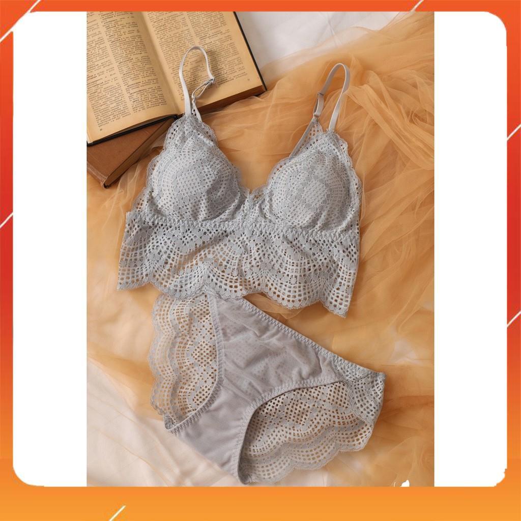 Set bộ đồ lót nữ bra phối ren áo có gọng, mút mỏng dành cho các nàng có V1 trung bình lớn, quần cạp thấp, Mã B29753