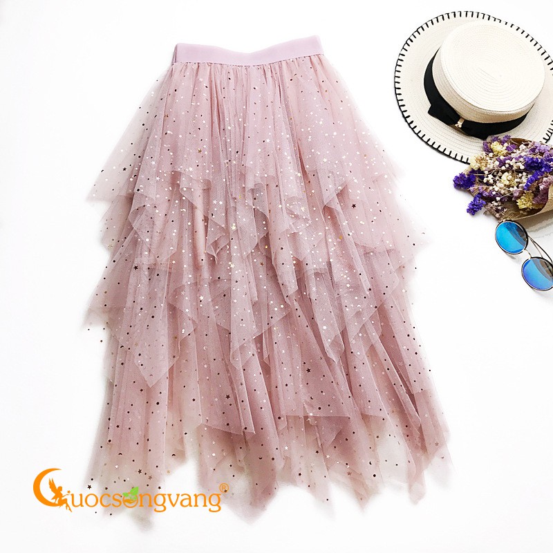 Chân váy xếp tầng chân váy midi đính sao GLV109 Cuocsongvang