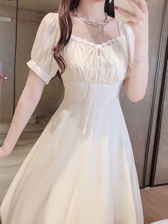 ĐẦM MIDI CỔ U (KÈM HÌNH THẬT)