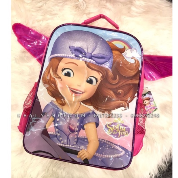 Balo trẻ em 14'' hình công chúa Sofia Princess màu hồng tím 2 cánh cho học sinh bé gái (Thái Lan) - 690SFNG5019348