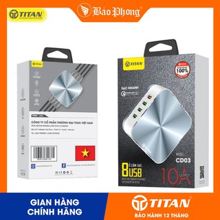 Ổ cắm điện thông minh 8 cổng usb titan - cd03