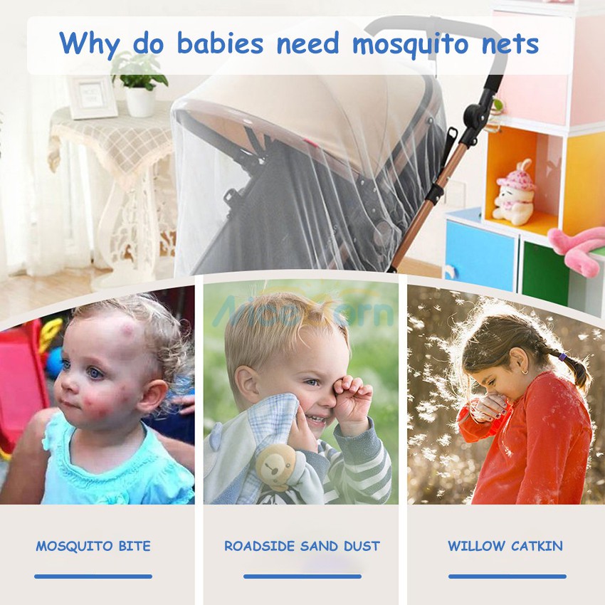 Lưới Chống Muỗi Siêu Mịn Bảo Vệ Xe Đẩy Em Bé An Toàn
