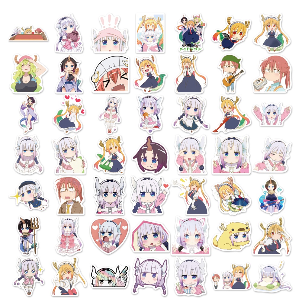 Set 10/25/50 miếng dán trang trí đa năng chống thấm nước hình Miss Kobayashi's Dragon Maid đáng yêu thời trang