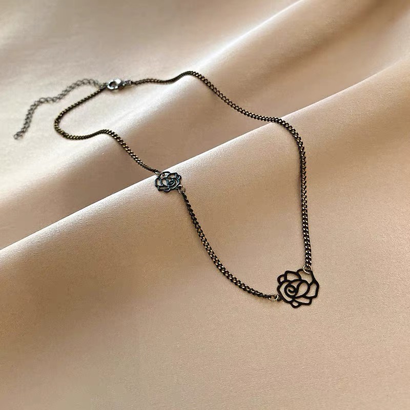 Vòng Cổ choker Mặt Hoa Hồng Rỗng Đơn Giản Thời Trang