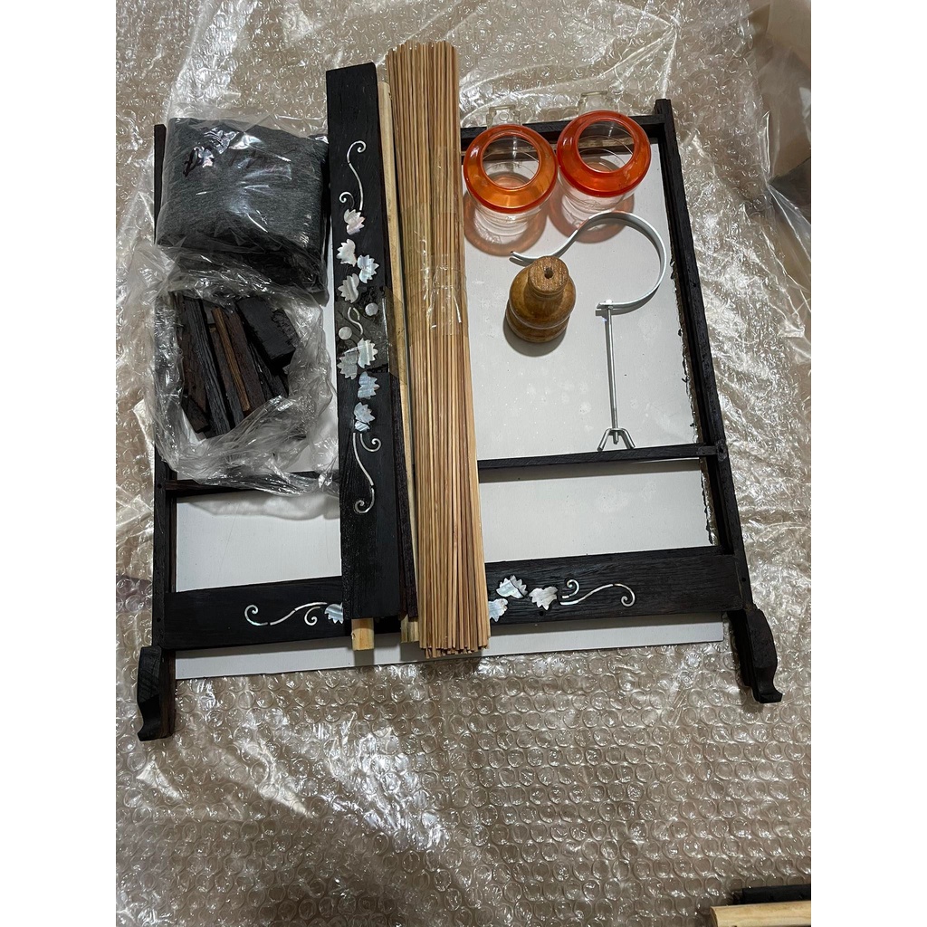Khung lồng chim chào mào vuông đấu,thái đấu khảm vanh đáy gỗ mun KL002