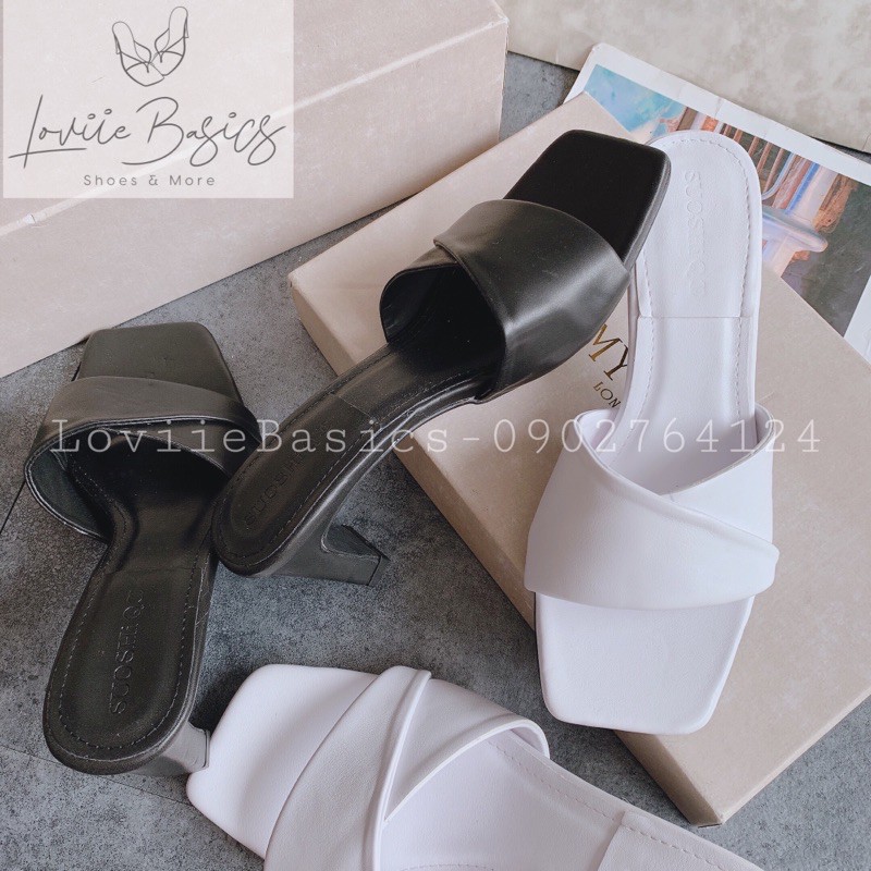 LOVIIEBASICS - DÉP CAO GÓT 5P ĐẾ VUÔNG QUAI NGANG - DÉP GUỐC NỮ 5CM QUAI NGANG - DÉP GUỐC NỮ GÓT VUÔNG 5CM D200802