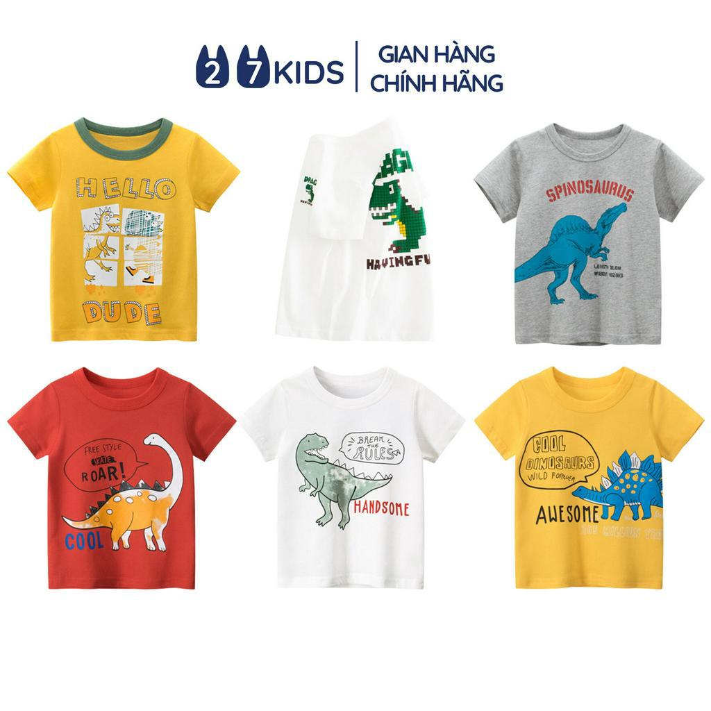 Áo thun bé trai ngắn tay 27Kids áo cộc nam 100% Cotton cho trẻ từ 2-10 tuổi BSTS2