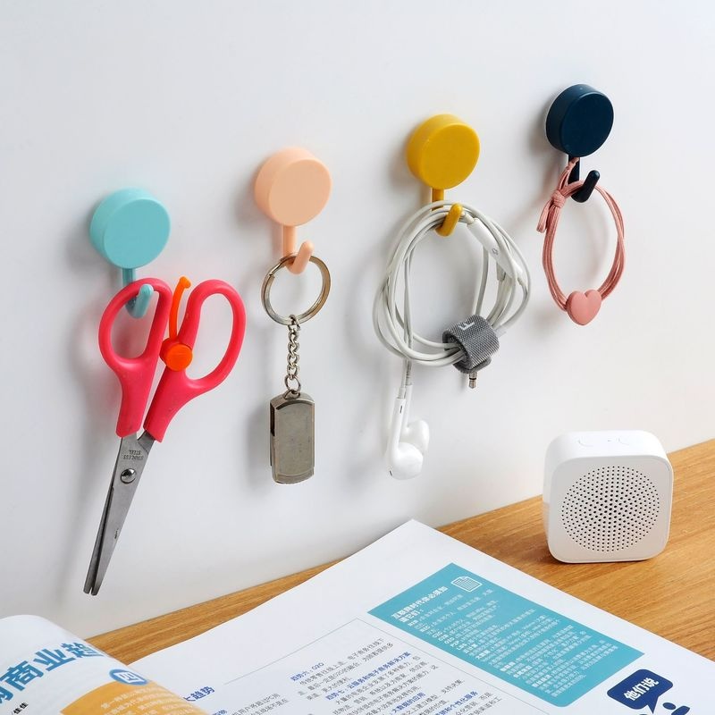 10 Cái 360° Móc Treo Đồ Dán Tường Hình Tròn Nhiều Màu Sắc Không Cần Khoan Lỗ