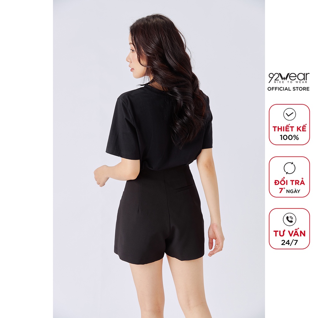 Quần short nữ 92WEAR thiết kế sooc cạp cao khóa liền sườn SVW1150